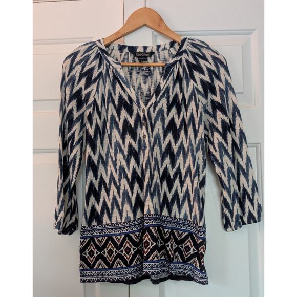 Lucky Brand Blue and White Blouse - Picture 1 of 8